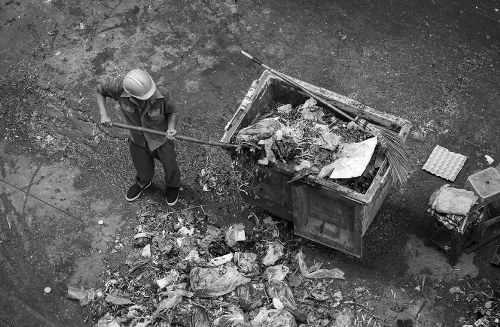 Professional waste removal services at work